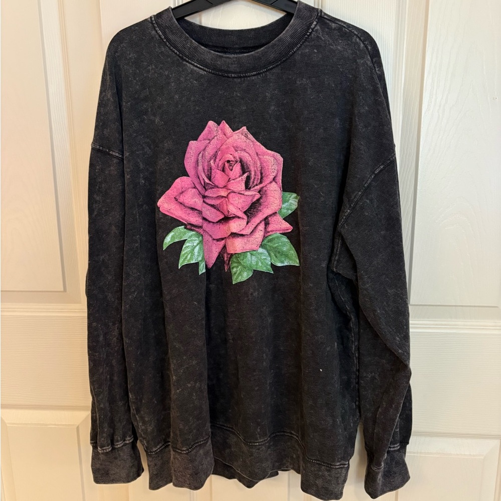 NWT Rebellious One Rose Sweatshirt - Picture 1 of 7